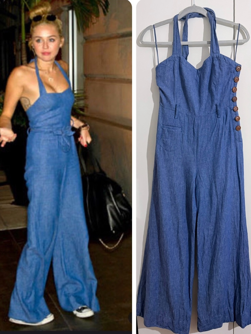 ANTHROPOLOGIE 2012 Elevenses
"Sharlene" Chambray Halter Jumpsuit -4
